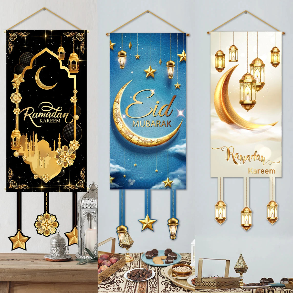 Ramadan Kareem Hanging Flag Ramadan Decoration 2026 For Home Eid Mubarak Ramadan Kareem Islamic Muslim Party Eid Al Adha Gifts