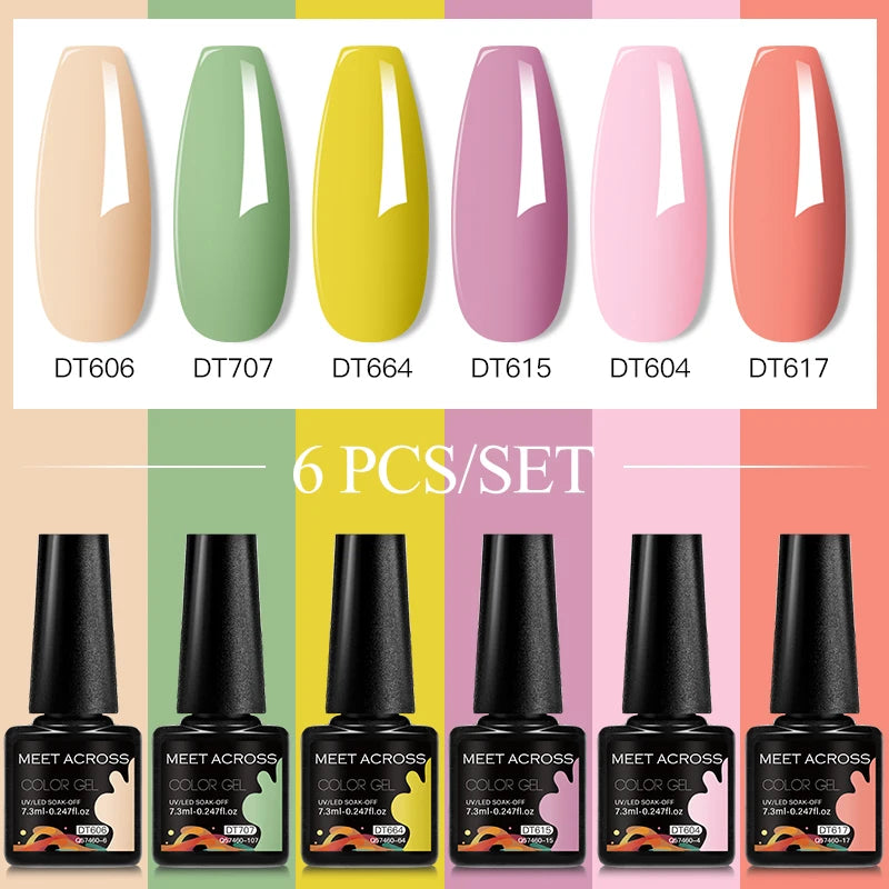 6pc Nail Gel Polish Set DIY Nail Art Semi Permanent UV LED Gel Kit For Nails Decoration Manicure Soak Off Painting Vernis Design