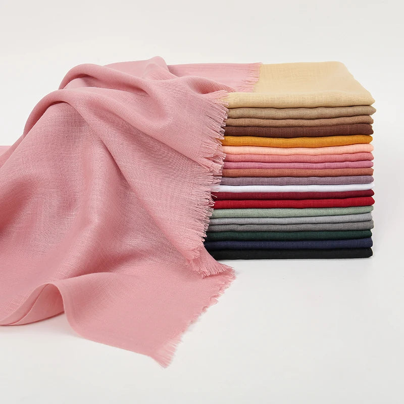New Bamboo Cotton Hijab Scarf For Women Solid Wrap And Shawls Musulman Headband Islamic Turban Headband Maxi Headscarf Foulard
