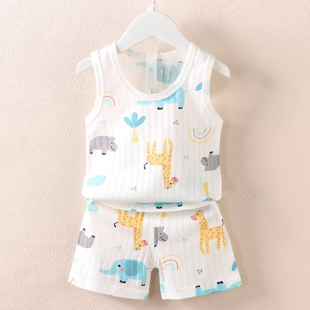 Mother Kids Clothes Baby Cotton Print  Children's Clothing T-shirt Vest Tops Shorts Sets Boys Girls Cute Breathable Summer
