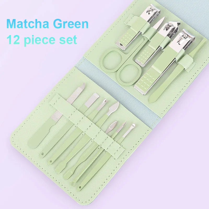 16/12/4 pcs Professional Nail Clippers and Cuticle Nippers Set with Travel Case Manicure Set Pedicure Sets Nail Clippers