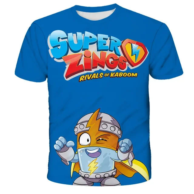 Super Zings T Shirt Kids Toddler Anime Game Streetwear Short Sleeve