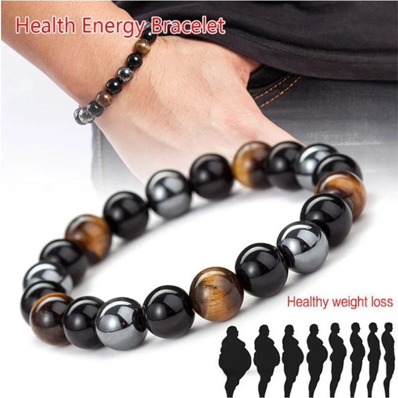 Natural Black Obsidian Hematite Tiger Eye Beads Bracelets Men for Magnetic Health Protection Women Soul Jewelry Pulsera Hombre
