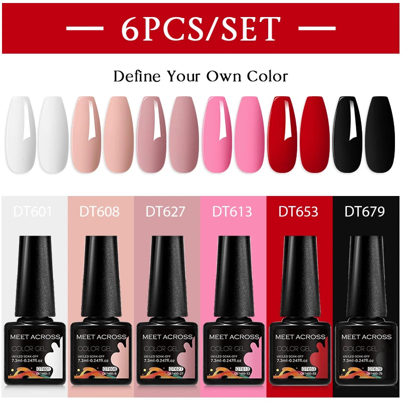 6pc Nail Gel Polish Set DIY Nail Art Semi Permanent UV LED Gel Kit For Nails Decoration Manicure Soak Off Painting Vernis Design
