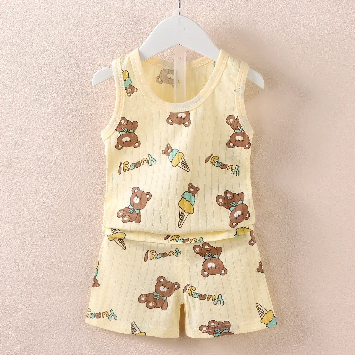 Mother Kids Clothes Baby Cotton Print  Children's Clothing T-shirt Vest Tops Shorts Sets Boys Girls Cute Breathable Summer