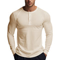 Men's Long Sleeve Button Down T-Shirts Autumn Henley Collar Casual High Quality Crew Neck Mens T Shirts