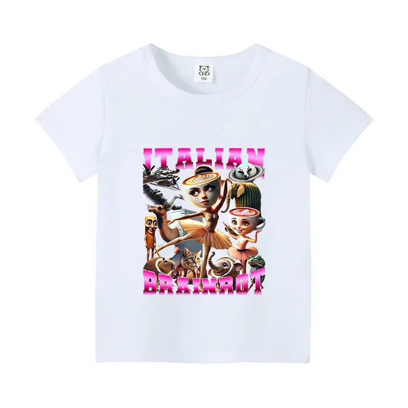 Italian Brainrot Animals Kids T-shirt Cappuccino Assassino