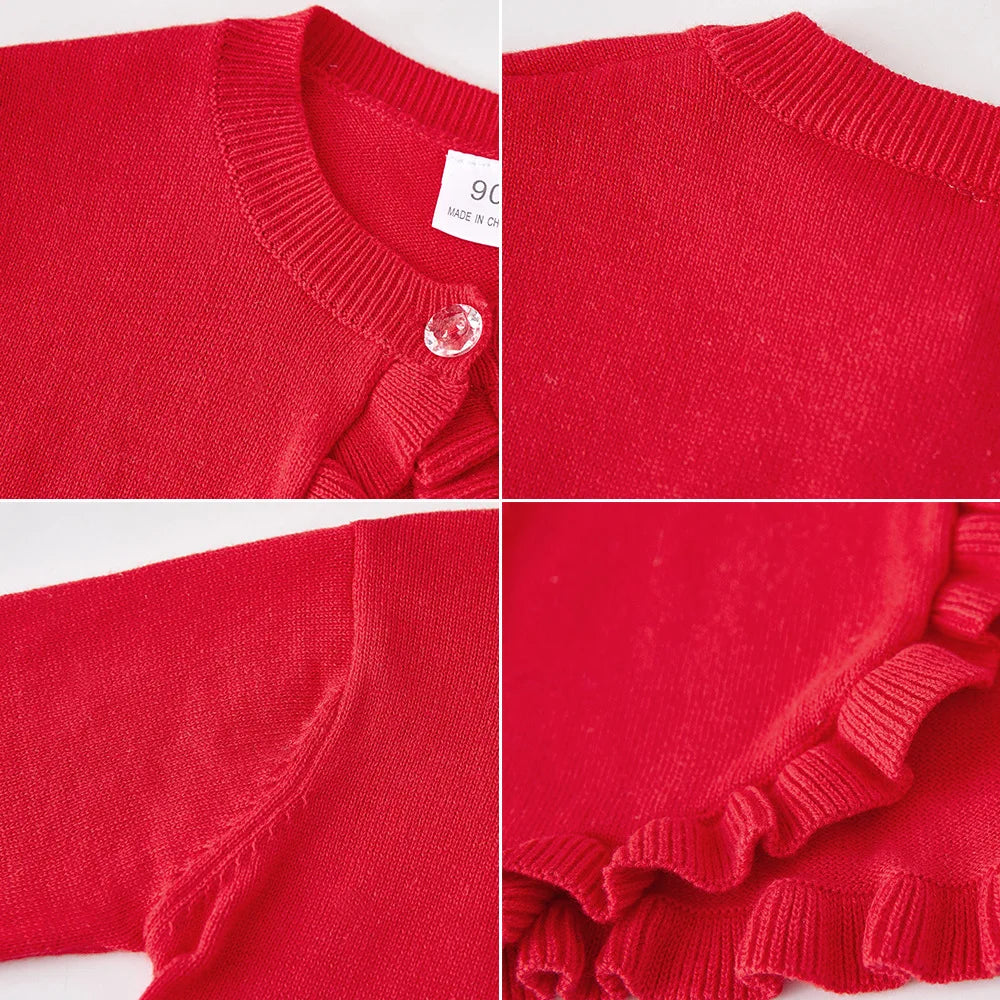 Girls Cardigan Sweater Spring And Autumn White Ruffles Fashion Sunscreen Clothing Cotton Sweater Girls Air Conditioning Shirts