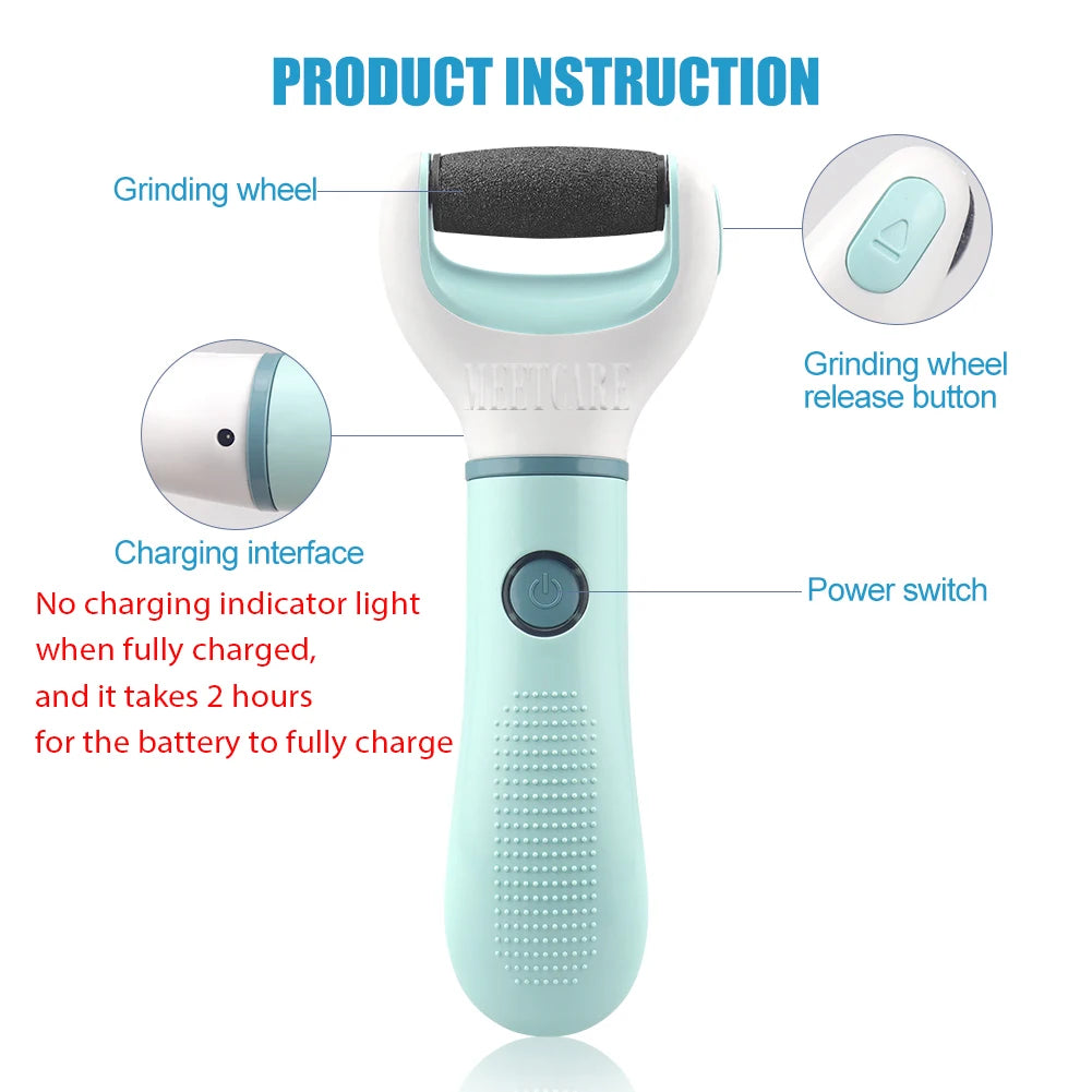 Electric Foot Grinder Auto Pedicure Tools Foot Sandpaper File Dead Wet Dry Hard Skin Callus Remover Rechargeable Foot Cleaner