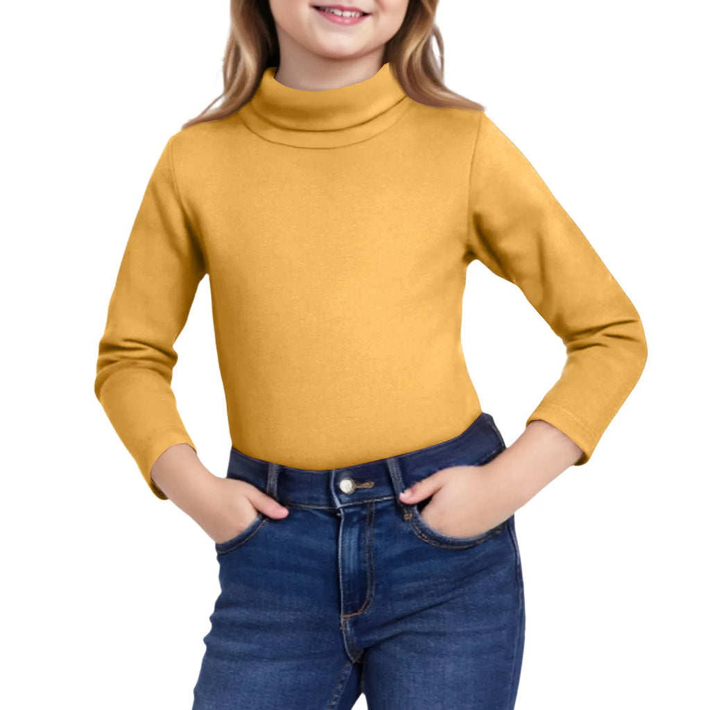 Girls Cute Tops High Neck Solid Long Sleeve Round Neck Pullover Party Birthday School Sweaters Fall/Winter Turtleneck Sweater