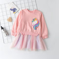 2023 New Unicorn Princess Dress Children's Spring & Autumn Season Dress Girls' Birthday Party Dress Halloween Christmas Dress