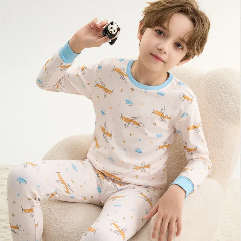 Boys Pajamas Sets 2 to 3 4 5 6 7 8 9 10 11 12 13 Years Cotton Soft Long Sleeve Toddler Boy Pijamas Set Blue Astronaut Pyjamas