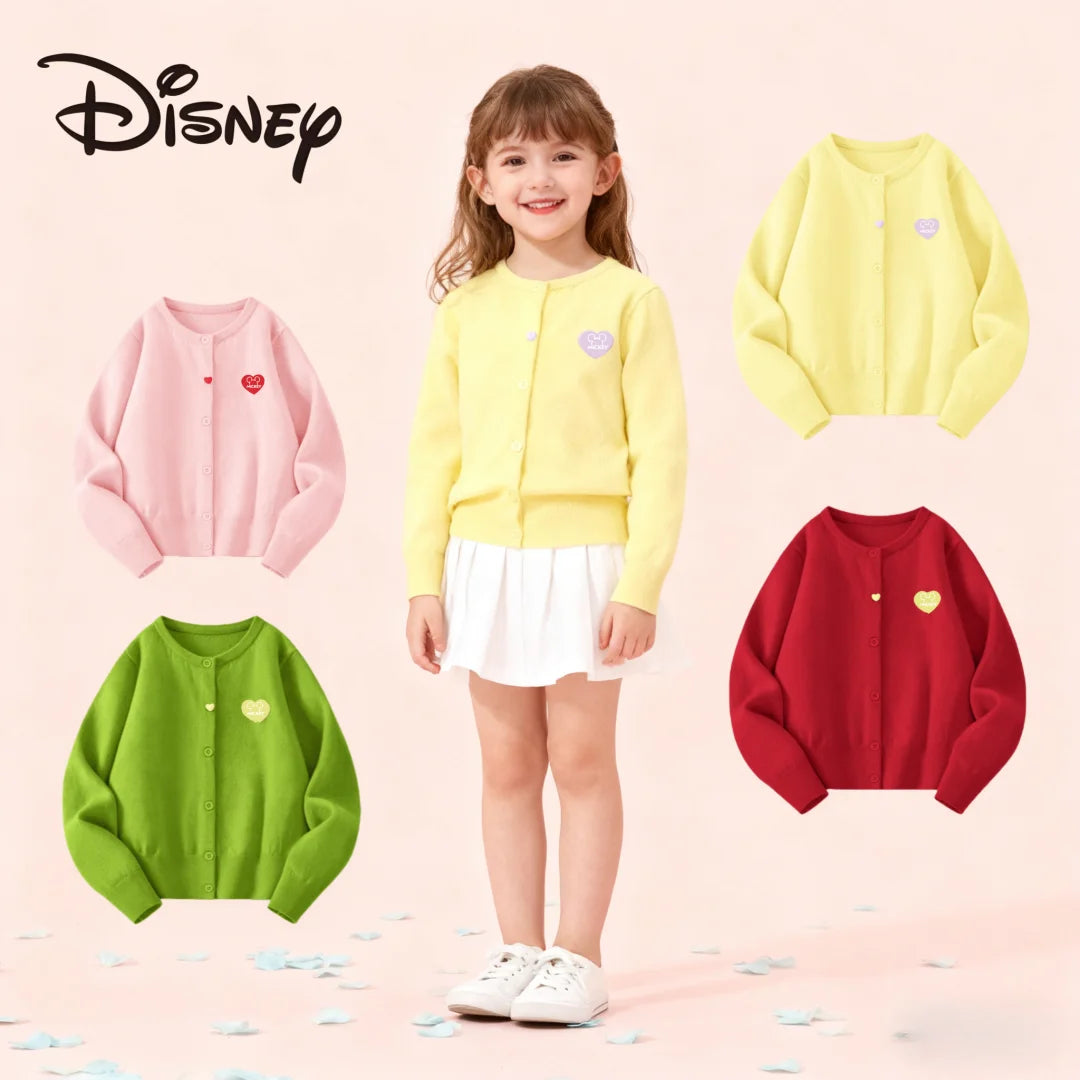 Disney Sweet Knitted Cardigan Girl Candy Color Sweater Spring Autumn Comfortable Cardigan Skin-friendly Material  Knitwear