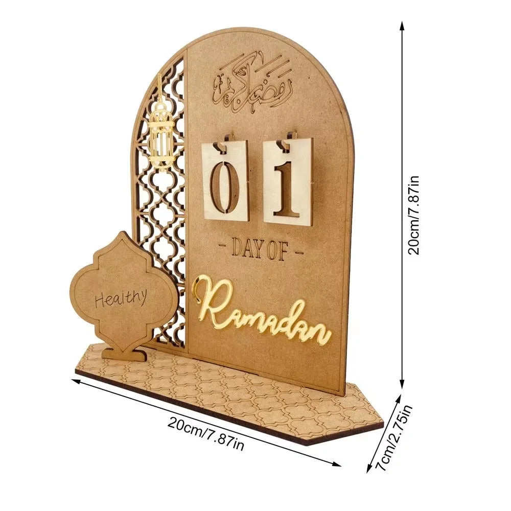DIY Wooden Eid Countdown Calendar 2026 Ramadan Craft Ornament Easy To Install Home Party Decoration Islamic Festival Gift Set
