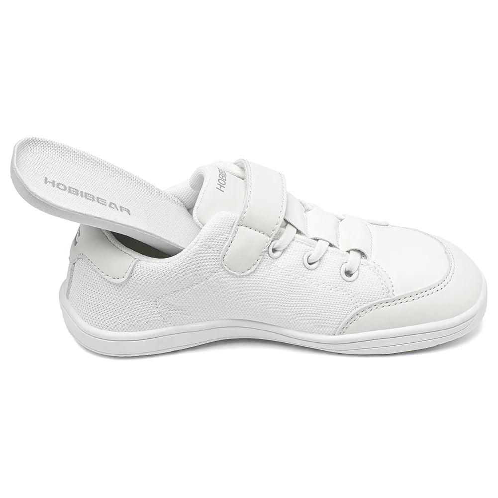 HOBIBEAR Kids Wide Toe Barefoot Shoes Boys Girls  Minimalist Sneakers Lightweight Hook Loop Mesh Artificial Leather Shoes