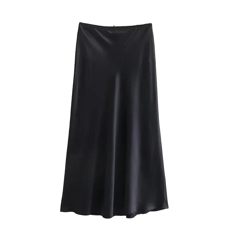 Chic Satin Bow Detail Maxi Women Skirt