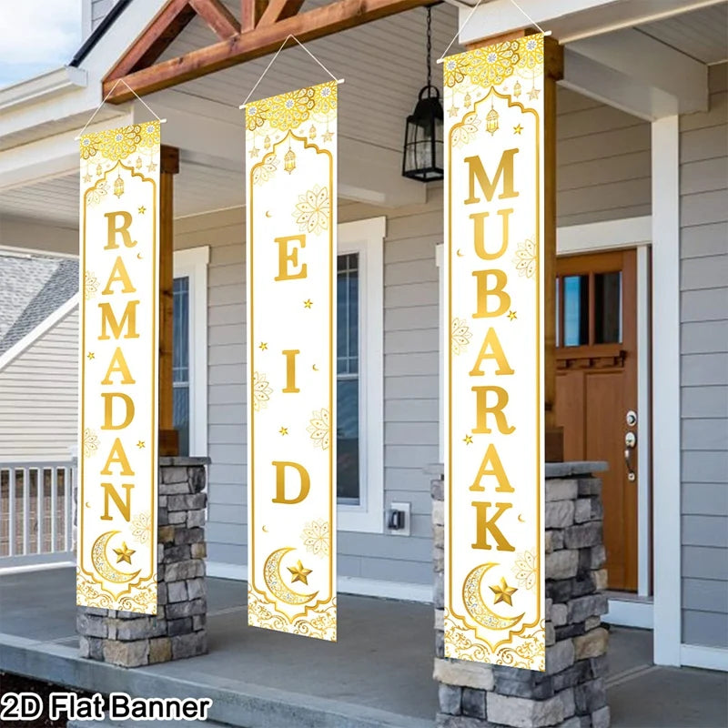 Eid Mubarak Door Banner Ramadan Decoration 2026 for Home Mubarak Ramadan Kareem Islamic Muslim Party Decor Eid Al Adha Gifts