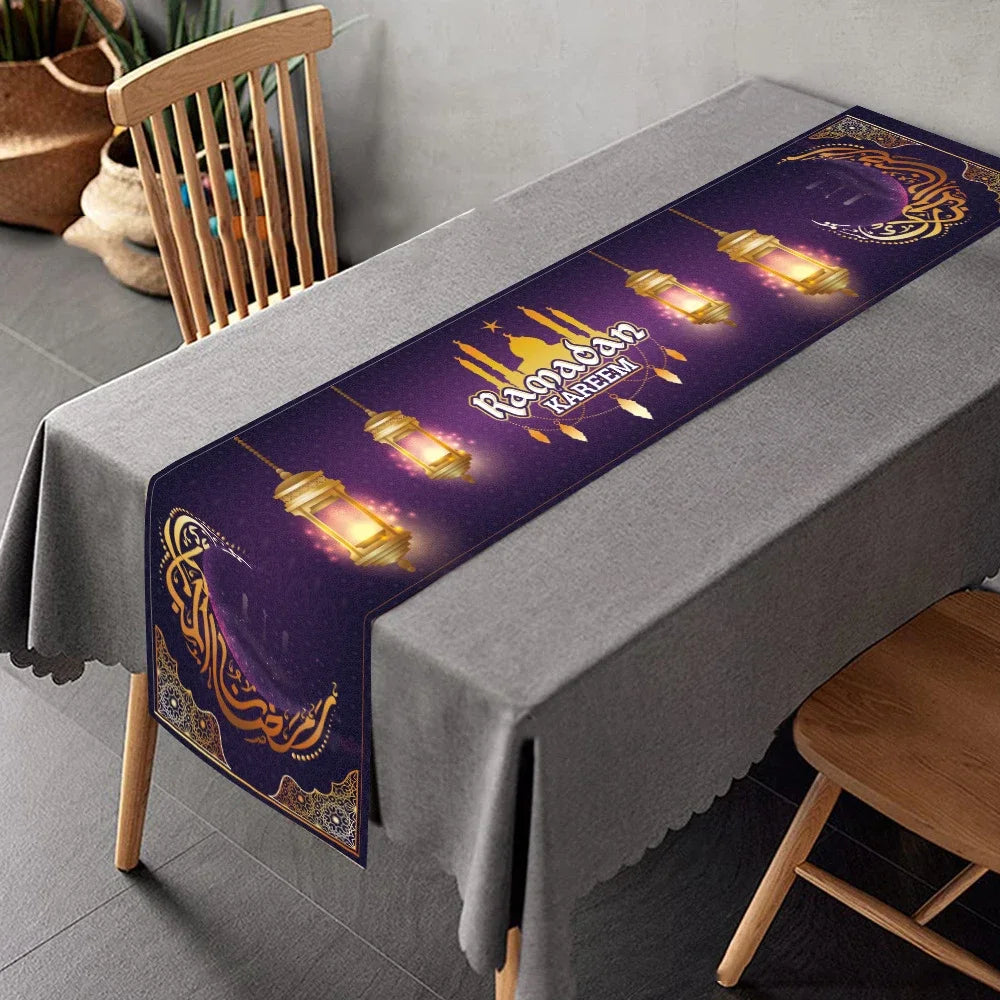 Ramadan Table Runners Eid Mubarak Moon Star Tablecloths Decoration Eid Party Table Decorations Islamic Muslim Party  2026
