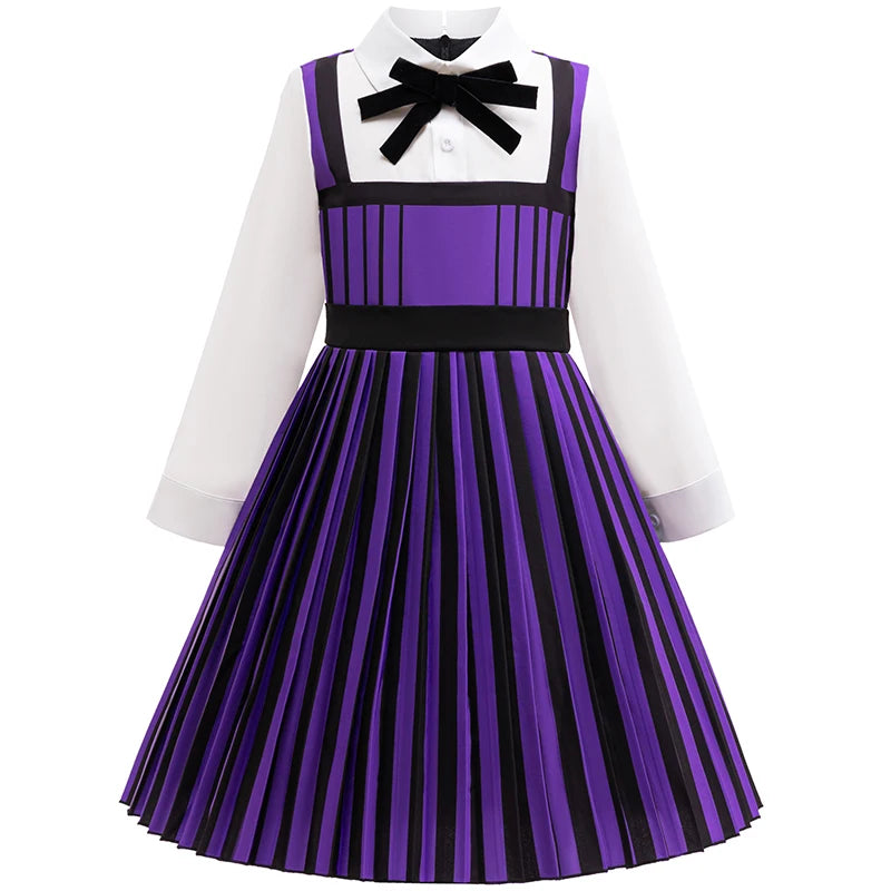 Girl Dress 2Pcs Wednesday Enid Sinclair‌ Cosplay Costume Birthday Party Performance Costume Halloween Carnival Kids Dress Up