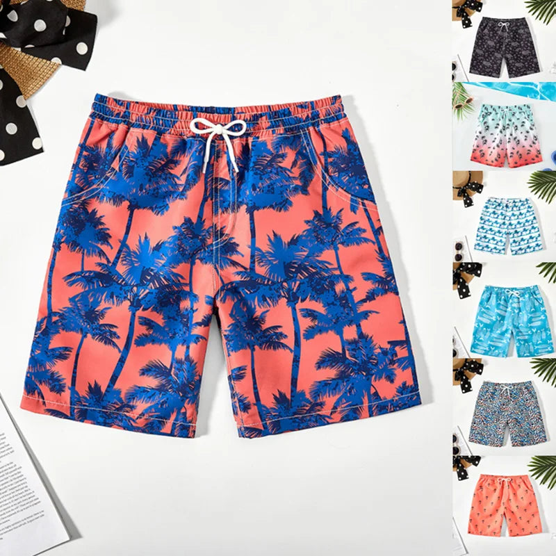 Children's Quick-drying Cartoon Printed Beach Pants Boys' Swimming Trunks Casual Pants shorts suitable for Beach Vacations