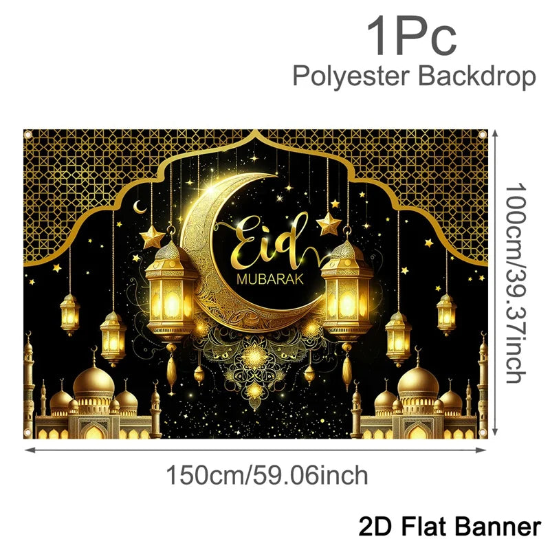 EID Mubarak Decoration Backdrop Ramadan Decor 2026 For Home Background Ramadan Kareem Islamic Muslim Party Eid Al Adha Gifts
