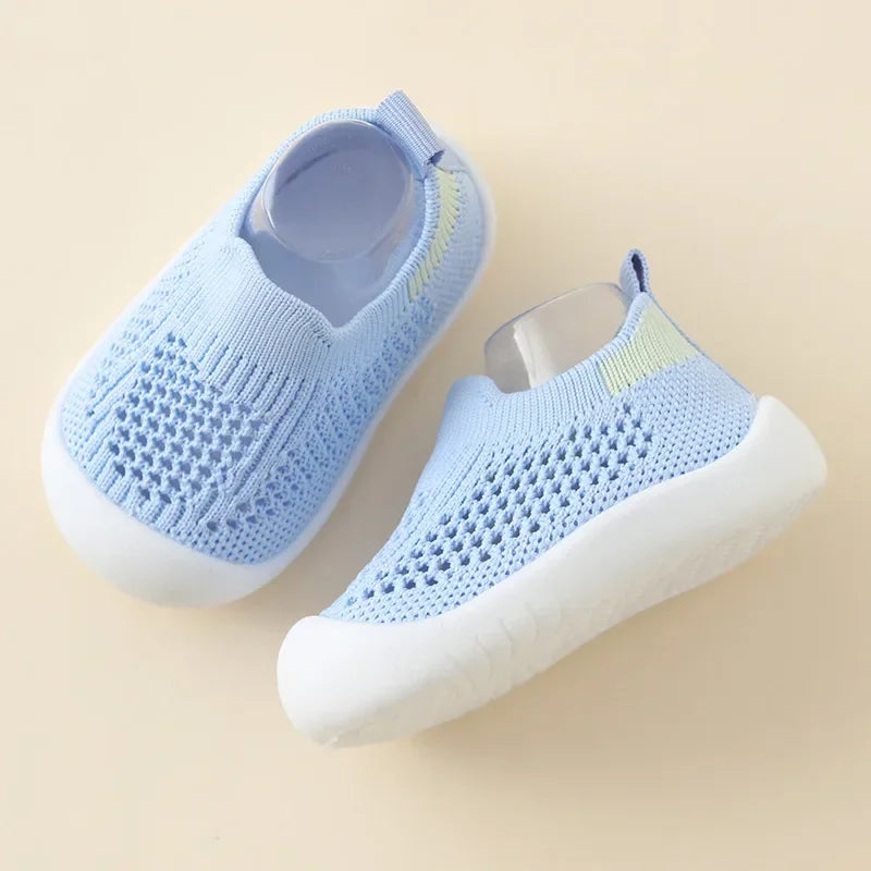 Spring Summer Toddler Shoes Breathable Knitted Kids Sneakers Boys Slip-on Tennis Shoes Girls Soft Non-slip School Casual Shoes
