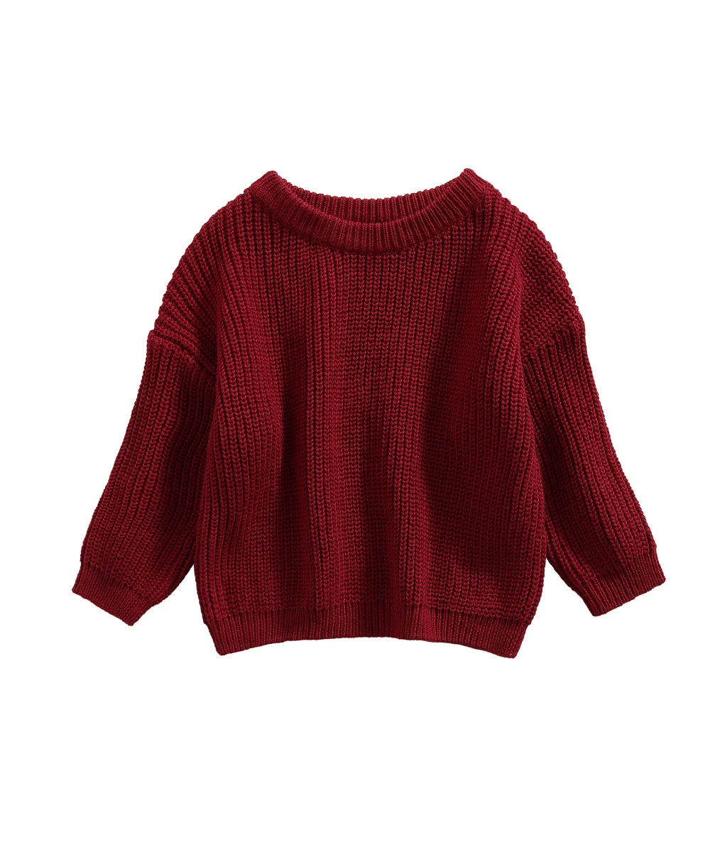 MISOWMNJOY Children Boy Girl Knit Sweater for Winter Kids Clothes Causal Solid Color Long Sleeve Pullover Tops Toddler Jumpers