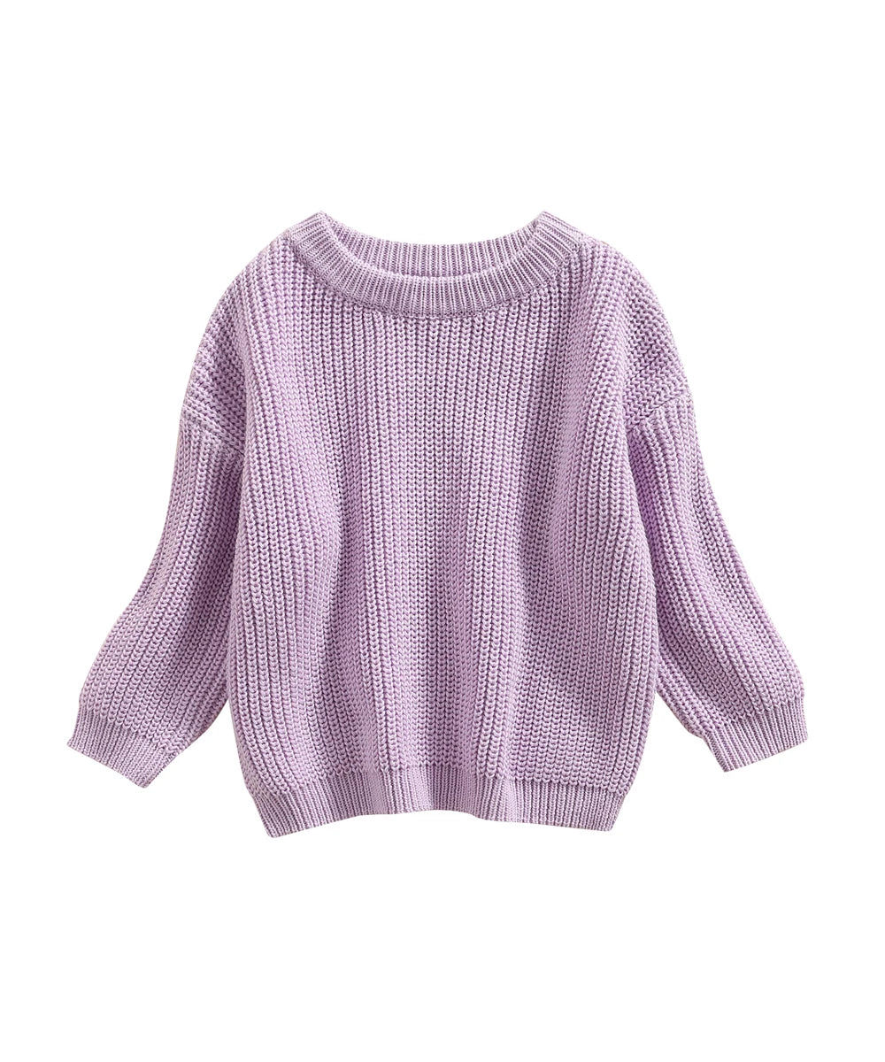 MISOWMNJOY Children Boy Girl Knit Sweater for Winter Kids Clothes Causal Solid Color Long Sleeve Pullover Tops Toddler Jumpers