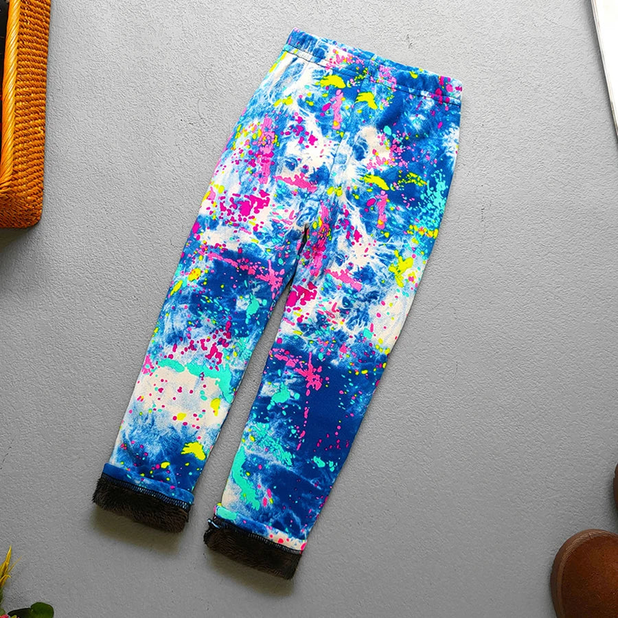 Autumn Winter Print Flowers Thick Warm Kids Toddler Baby Girls Leggings Children's Pants