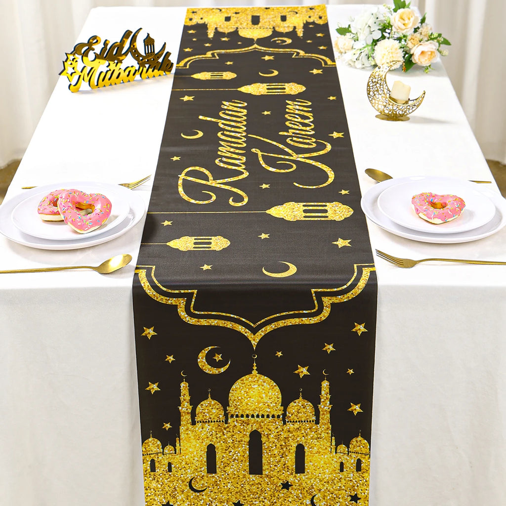 Ramadan Table Runner Eid Mubarak Decoration 2026 for Home Ramadan Kareem Ramadan Mubarak Islamic Muslim Party Eid Al-Fitr Gifts