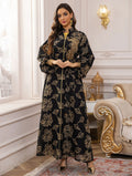 2025 Luxury Muslim Abaya White Base Gold Floral Embroidered Long Dress with Belted Waist Elegant Modest Islam Formal Wear  Dubai