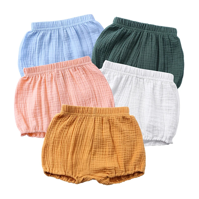 2026 Summer Breathable Baby Kids Boys Girl Shorts Solid Color Cute Cotton Linen Bread short Pants Fashion For Newborn Bloomers