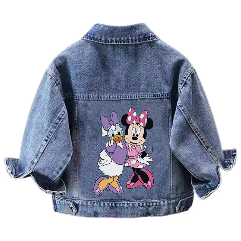 Baby Boys Girls Denim Jacket Children Mickey Mouse Minnie Daisy Cartoon Long Sleeve Single-Breasted Coat Kids Clothes Outerwear