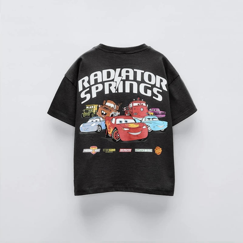 Potdemiel Summer Kids T-shirt Short Sleeve Top Cartoon Cars Pixar Lightning Mcqueen Printed Boys Clothes Baby Tops