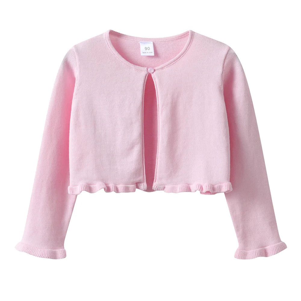 Knitted Cardigan For Girls Air-conditioned Thin Sweater Pink White Children's Sweater cape