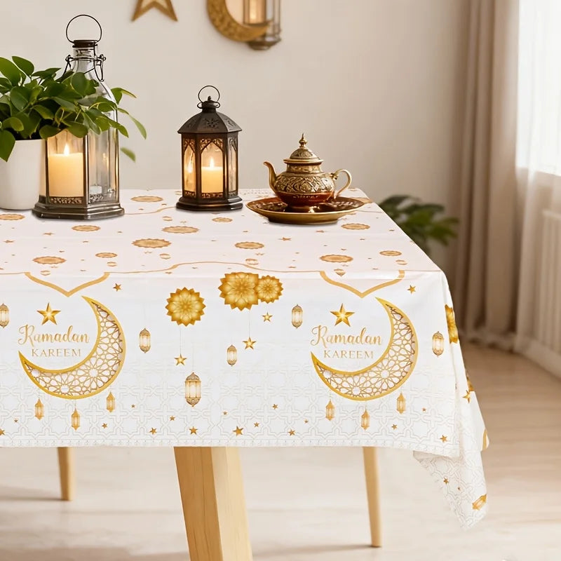 Eid Mubarak Tablecloths Ramadan Decoration for Home 2026 Islamic Muslim Party Decor Ramadan Tableware Supplies Eid Al Adha Gift
