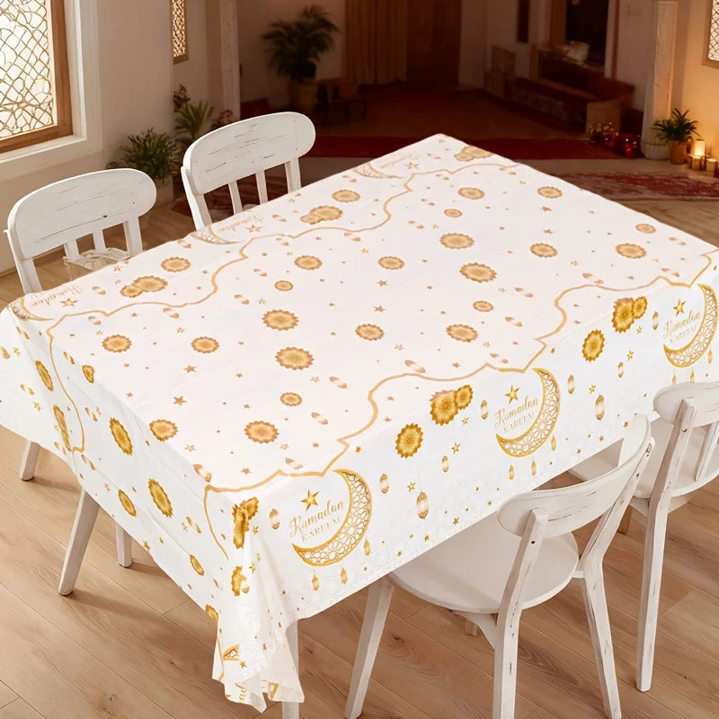 Eid Mubarak Tablecloths Ramadan Decoration for Home 2026 Islamic Muslim Party Decor Ramadan Tableware Supplies Eid Al Adha Gift