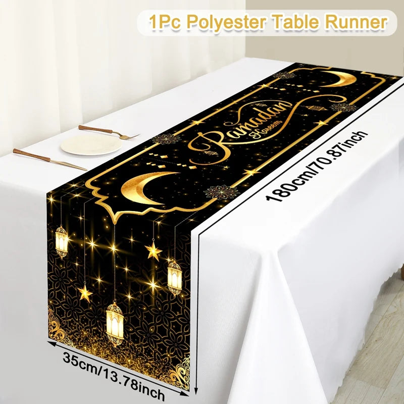Eid Mubarak Table Runner Ramadan Tablecovers Ramadan Kareem Decoration for Home 2026 Islamic Muslim Party Eid Al Adha Gifts