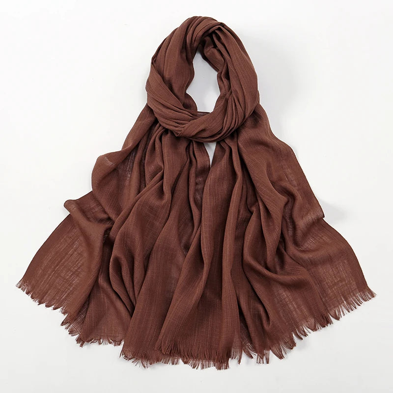 New Bamboo Cotton Hijab Scarf For Women Solid Wrap And Shawls Musulman Headband Islamic Turban Headband Maxi Headscarf Foulard