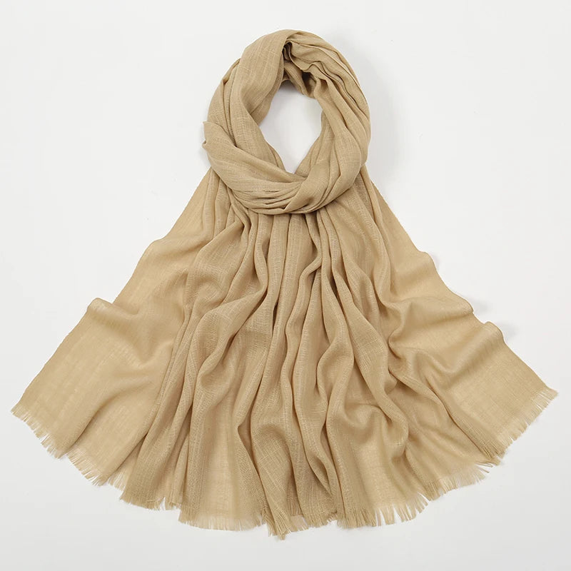 New Bamboo Cotton Hijab Scarf For Women Solid Wrap And Shawls Musulman Headband Islamic Turban Headband Maxi Headscarf Foulard