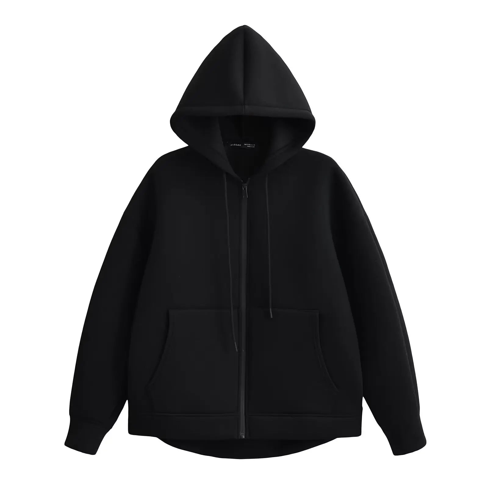 Loose Fit Hooded Zipper Jacket