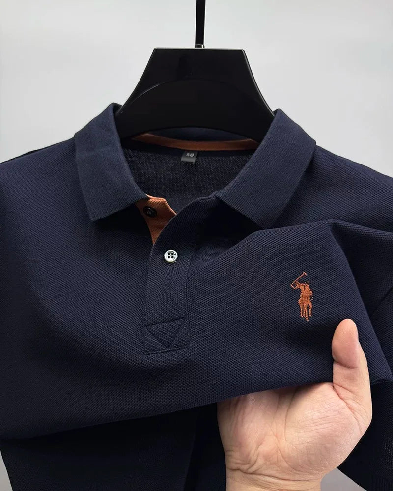 100% pure cotton high-end brand men's short sleeve polo shirt summer fashion customization horse embroidery classic Paul T-shirt