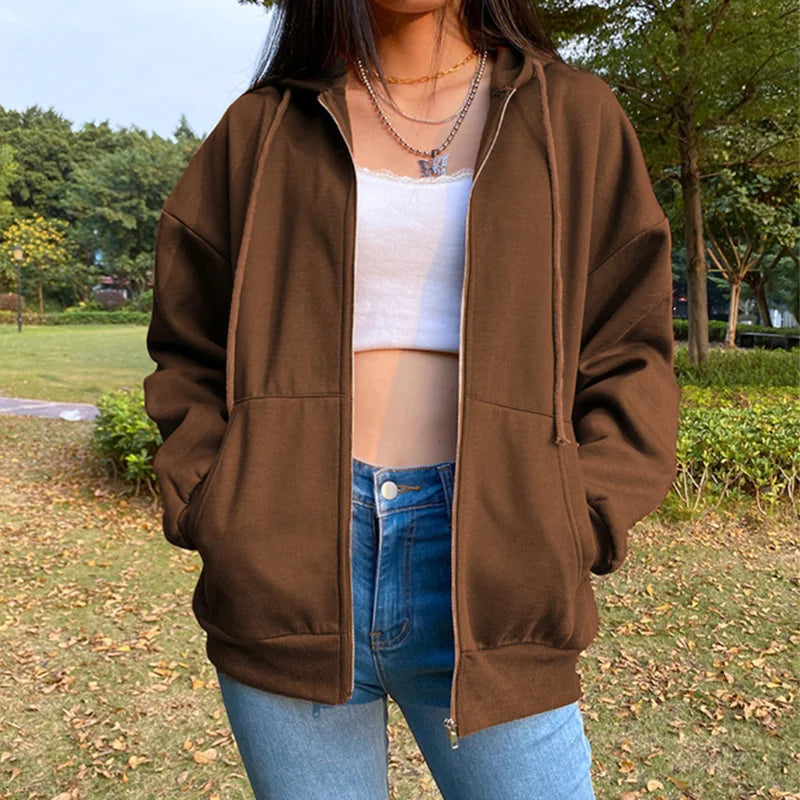 Korean Solid Fleece Hoodie for Women