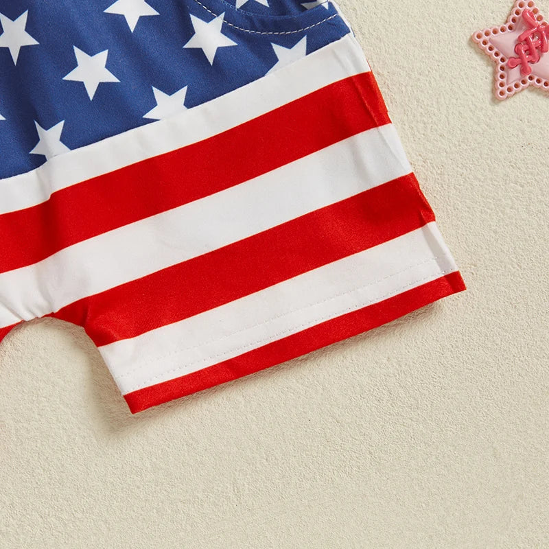 Baby Boy 4th of July Shorts American Flag Stars Striped Rocket Print Elastic Waist Toddler Boy Shorts Firework Pattern