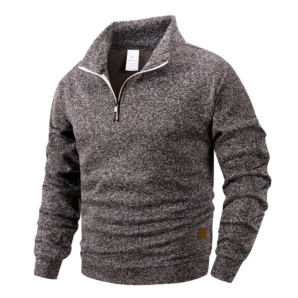 Spring Autumn Men's Standing Collar Half Zipper Sportswear Long Sleeve Sweatshirts Men Casual Knitted Pullovers Daily Coats