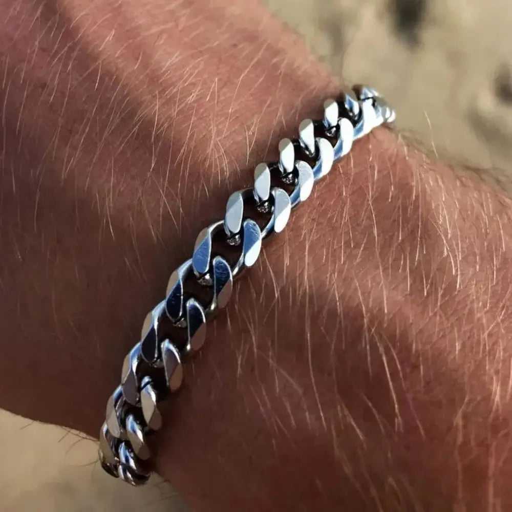 New Trendy Cuban Chain Men Bracelet Classic Stainless Steel 3 5 7mm Width Chain Bracelet For Men Women Jewelry Party Gift