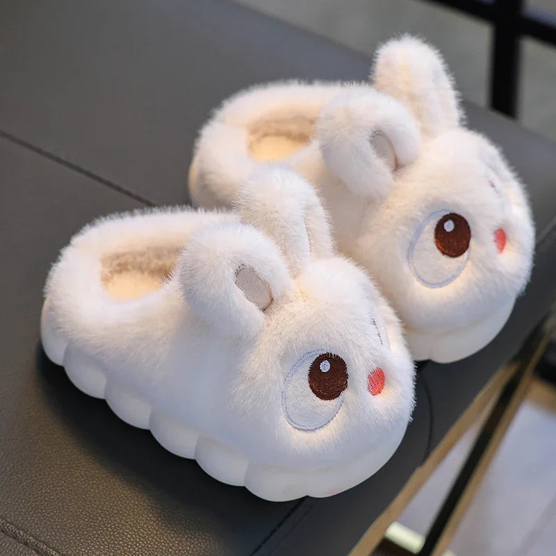 2026 New Cute Rabbit Children's Cartoon Winter Slippers Comfortable Warm House Shoes Boys Girls Indoor Home Fluffy Slippers