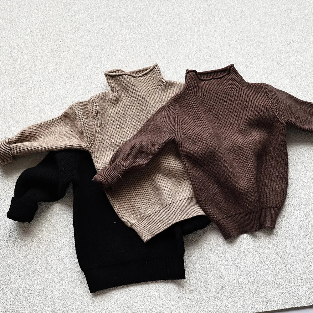 MILANCEL Spring Autumn New Kids Infant Sweaters Turtleneck Boys Pullover Boys Knitwear Girls Base Sweater