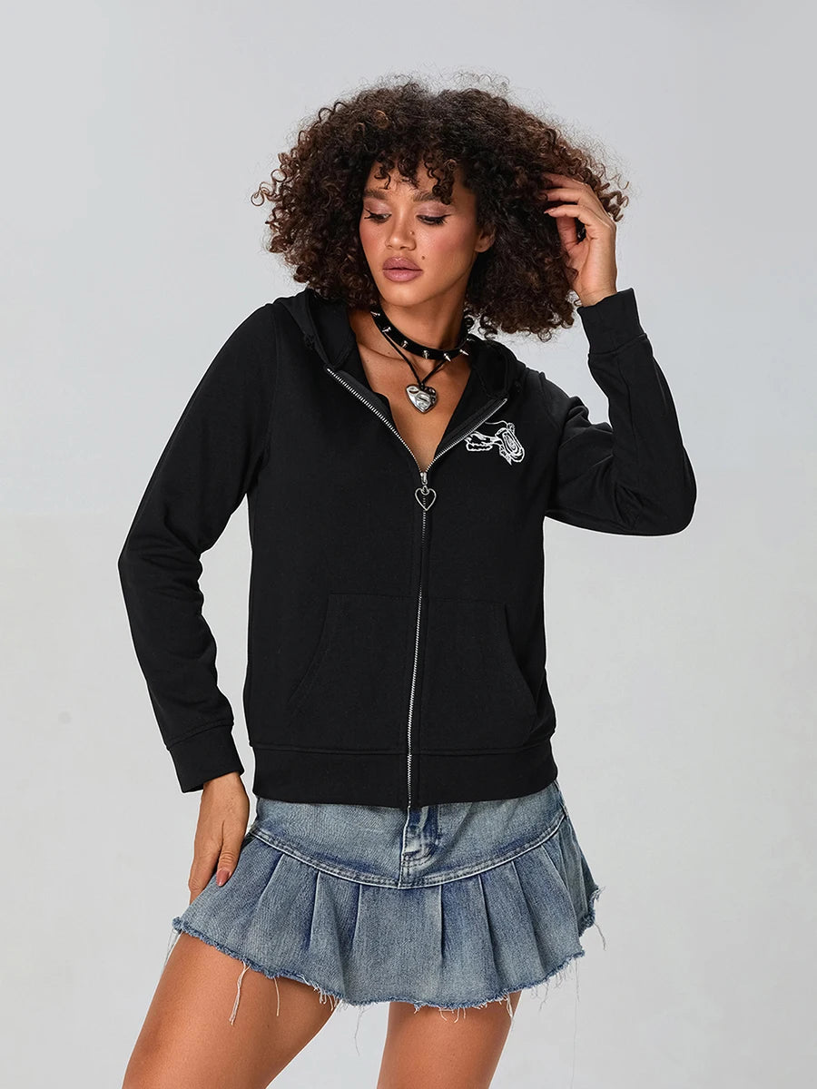 Women s Pullover Hoodie Stylish Floral Print Long Sleeve Sweatshirt with Unique Wing Design Fashionable Streetwear Jacket for
