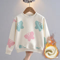 Girls' Sweater Thickened Autumn/Winter New Fashionable Versatile Children's Knitted Sweater Girls' Top Sweet and Cute